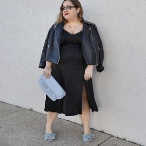 Eloquii black satin slip dress sz 16 16P